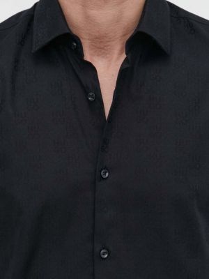Pamučna košulja slim fit Hugo crna