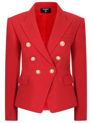 Хлопковый пиджак Balmain красный