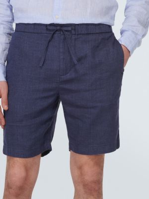 Pantalones cortos de lino de algodón Frescobol Carioca azul