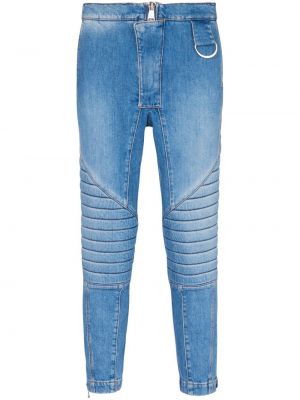 Bavlněné slim fit skinny džíny s kapsami Balmain - modrá