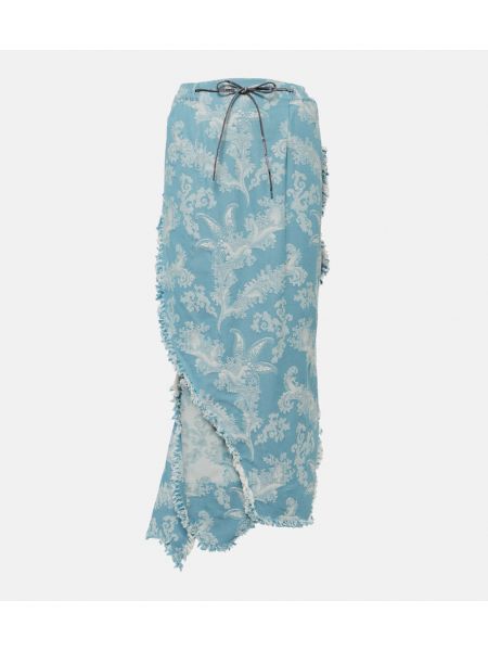 Žakárová bavlnená midi sukňa Vivienne Westwood modrá