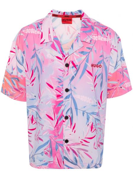Риза с принт в тропически десен Hugo розово