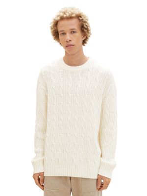Пуловер Tom Tailor Denim бяло