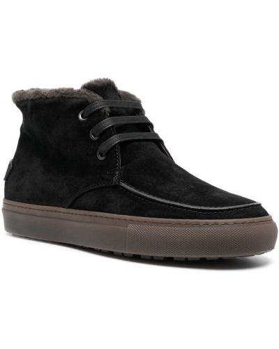 Semišové kotníkové boty s kožíškem Brioni černé