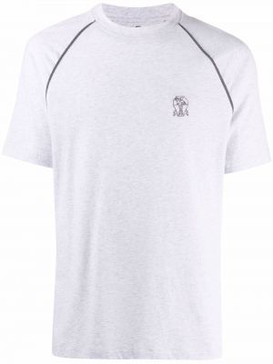 T-shirt med broderi Brunello Cucinelli grå