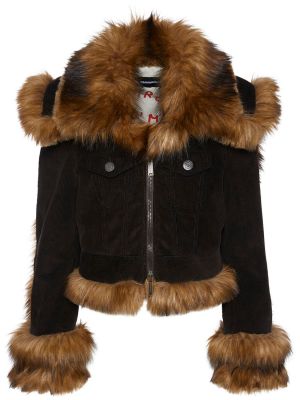 Manteau de fourrure en velours en coton Dsquared2 marron