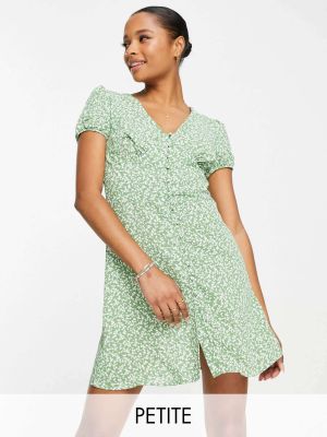 Гламурное весеннее чайное платье с пуговицами Petite Glamorous Petite зеленое