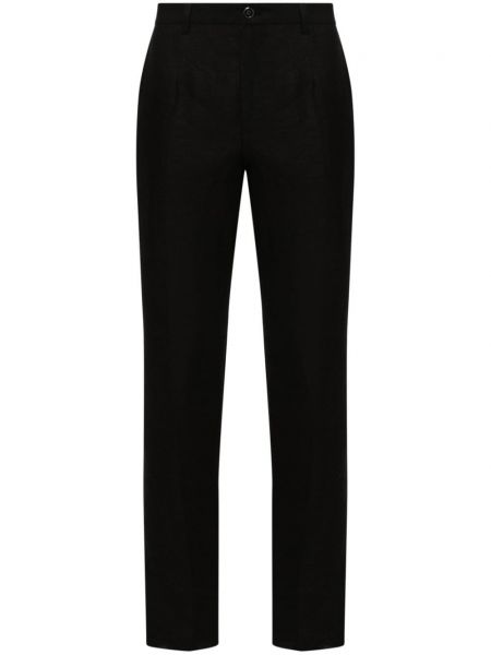 Slim fit ľanové priliehavé chinos nohavice Dolce & Gabbana čierna
