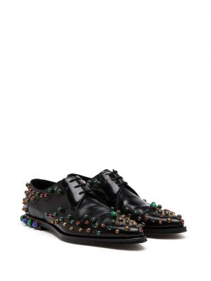 Derbija stila kurpes ar kristāliem Dolce & Gabbana melns