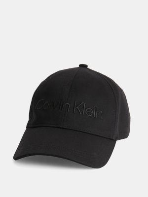 Gorra con bordado de algodón de algodón Calvin Klein negro