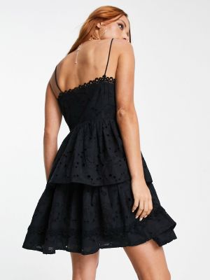Платье мини с вышивкой с баской Reclaimed Vintage черное