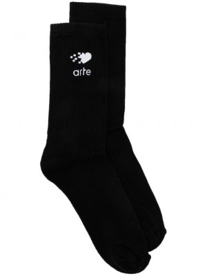 Ponožky s výšivkou so srdiečkami Arte čierna