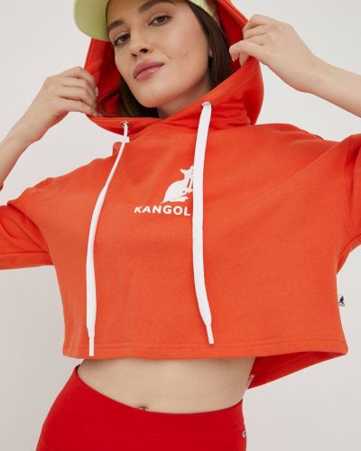 Pamučna hoodie s kapuljačom Kangol narančasta