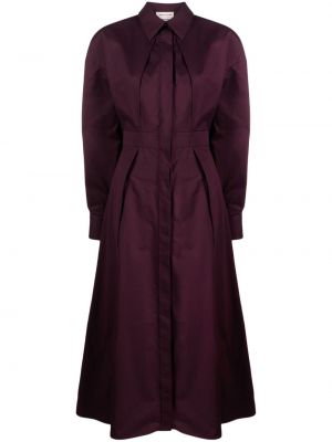 Bombažna midi obleka Alexander Mcqueen vijolična