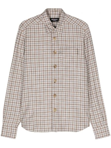 Chemise longue à carreaux Kiton beige