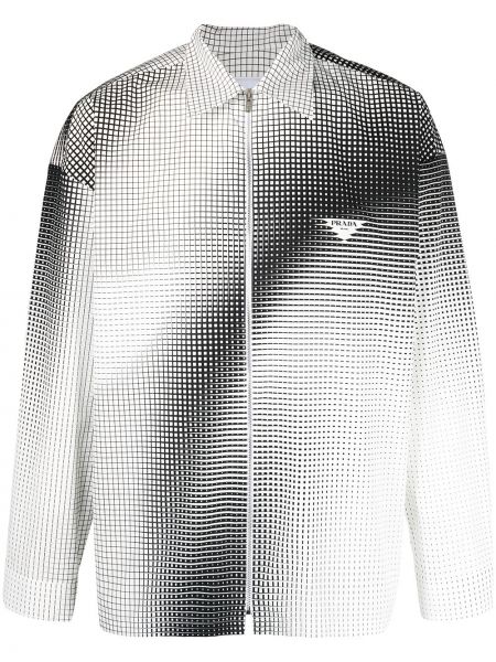 Camisa con estampado con estampado geométrico Prada blanco