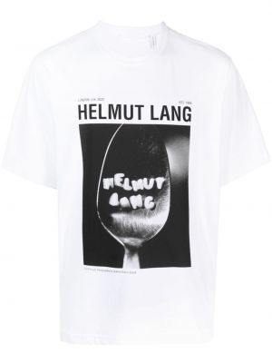 Mustriline puuvillased t-särk Helmut Lang valge