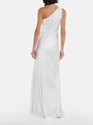Jedwabna satynowa sukienka długa Galvan biała