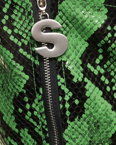 Kožni top s printom sa zmijskim uzorkom Simon Miller zelena