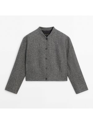 Куртка-бомбер Massimo Dutti Knickerbocker-yarn-effect черный
