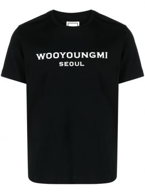 T-shirt en coton à imprimé Wooyoungmi noir
