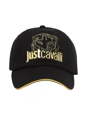 Czapka z daszkiem w tygrysie prążki Just Cavalli czarna