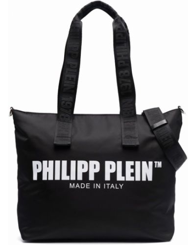 Kokvilnas shopper soma ar apdruku Philipp Plein melns