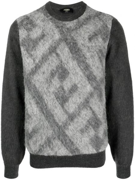 Szary dzianinowy sweter Fendi