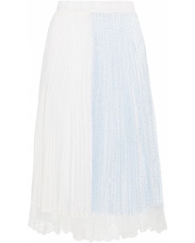 Кружевная юбка миди с принтом на шнуровке Clu, белая