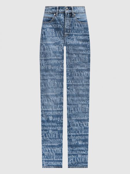 Прямые джинсы с принтом Alexander Wang голубые