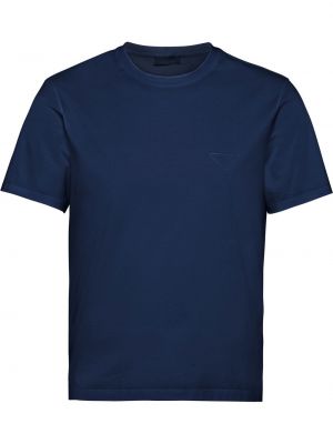 Тениска бродирана с кръгло деколте Prada синьо