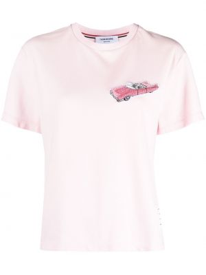 Тениска бродирана Thom Browne розово