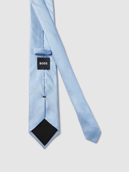Jedwabny krawat Boss błękitny