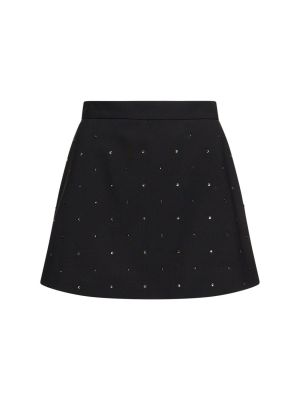 Křišťálové vlněné mini sukně Msgm černé