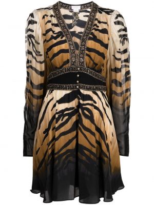 Mini obleka s potiskom s tigrastim vzorcem Camilla