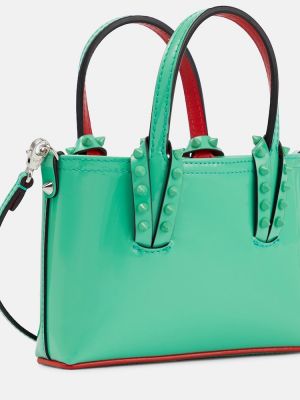Кожени шопинг чанта от лакирана кожа Christian Louboutin зелено