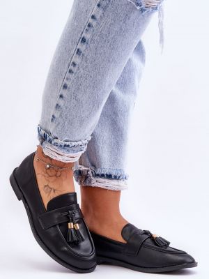 Pantofi loafer cu franjuri din piele Kesi negru