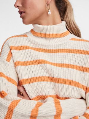 Дълъг пуловер на райета Pieces оранжево
