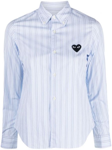 Класическа дълга риза на райета Comme Des Garçons Play синьо