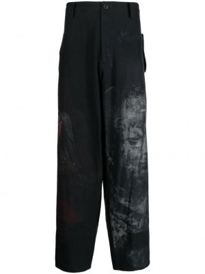 Pantaloni con stampa Yohji Yamamoto nero