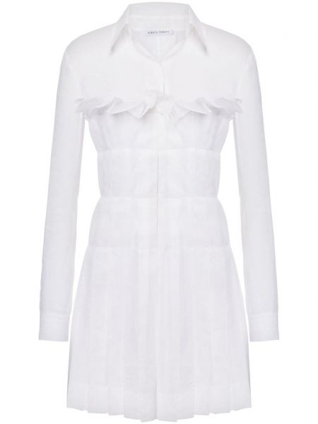 Pamučna haljina s draperijom Alberta Ferretti bijela