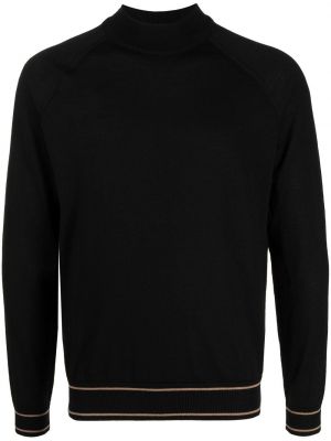 Pruhovaný vlnený sveter Boss čierna