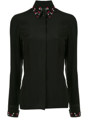 Slim fit priliehavá košeľa s výšivkou Chanel Pre-owned čierna