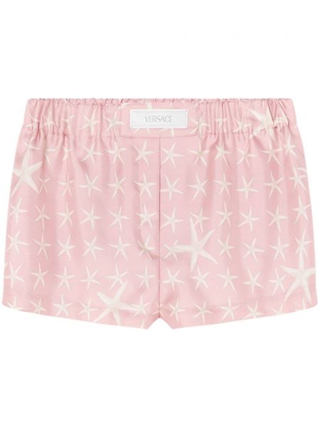 Satenske kratke hlače s printom s uzorkom zvijezda Versace ružičasta