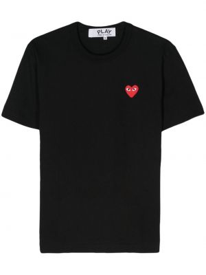 Medvilninis marškinėliai su širdelėmis Comme Des Garçons Play juoda