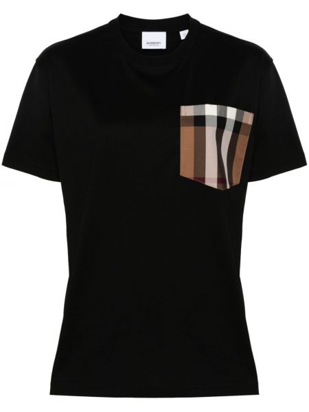 T-shirt di cotone a quadri Burberry nero