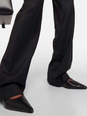 Πλισέ μάλλινο παντελόνι με ίσιο πόδι Nili Lotan μαύρο