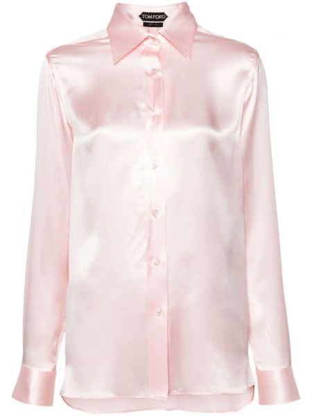 Hodvábna saténová košeľa Tom Ford ružová