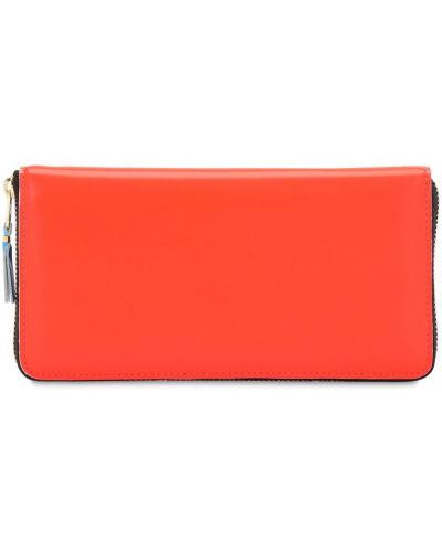 Usnjena denarnica z zadrgo Comme Des Garçons Wallet oranžna