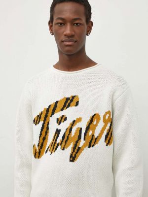 Vlněný svetr s tygřím vzorem Tiger Of Sweden béžový